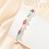 Natural Mixed Gemstone Faceted Round and Cube Beaded Bracelets with Natural Pearl & Brass End Chains BJEW-JB14336-01-2