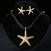 Starfish Alloy with Polyester Cord Pendant Necklaces & Stud Earrings Sets FS-WG7CDFE-02-1