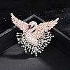 Swan Alloy Rhinestone Lapel Pins for Backpack Clothes JEWB-H032-03LGP-1