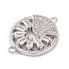 Brass Pave Clear Cubic Zirconia Connector Charms KK-S389-37P-2