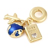 Rack Plating Brass Clear Cubic Zirconia European Dangle Charms X-KK-P287-18D-G-2