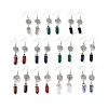 Gemstone Bullet with Flower Dangle Earrings EJEW-I276-03P-1