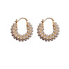 Flat Round Alloy Plastic Imitation Pearl Hoop Earrings FS-WG2046F-01-5