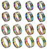16Pcs 8 Styles 201 Stainless Steel Double Groove Band Ring for Women RJEW-SC0001-25-1