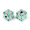 Polymer Clay Rhinestone Beads with Square Acrylic CLAY-T022-03F-2