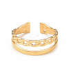 Ion Plating(IP) 304 Stainless Steel Double Line Open Cuff Ring for Women RJEW-I096-13G-2