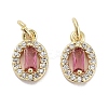 Brass Micro Pave Cubic Zirconia Charms KK-C051-04G-01-1