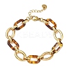 304 Stainless Steel & Resin Oval Link Chain Bracelets for Women BJEW-A169-10G-4