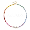 4mm Faceted Round Dyed Natural Agate & Carnelian & Green Aventurine & Aquamarine & Amethyst Beaded Chakra Necklaces NJEW-JN05111-4