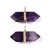 Natural Amethyst Double Terminal Pointed Pendants G-N345-09D-1