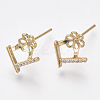 Brass Micro Pave Cubic Zirconia Earring Findings KK-S356-050G-NF-1