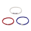 3Pcs 3 Style Independence Day Glass Beaded Stretch Bracelets Set BJEW-TA00227-2