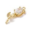 Ion Plating(IP) Brass Micro Pave Cubic Zirconia Tulip Pendants KK-U042-02G-01-2