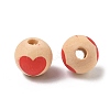 Valentine's Day Spray Painted & Printed Wood European Beads WOOD-L023-03K-2