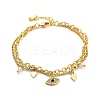 Brass Micro Pave Cubic Zirconia Multi-strand Charm Bracelets BJEW-U020-15G-4