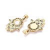 304 Stainless Steel Crystal Rhinestone and Shell Hamsa Hand Pendants STAS-T071-14G-2