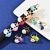 Brass Enamel Adjustable Cuff Rings for Women RJEW-G357-01H-1