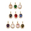 Brass & Cubic Zirconia & Glass Pendants KK-G542-01G-1