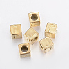 304 Stainless Steel Large Hole Letter European Beads X-STAS-H428-01G-J-1