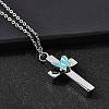304 Stainless Steel Enamel Butterfly Cross Pendant Urn Ashes Necklaces NJEW-K393-03P-2