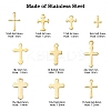 50Pcs 10 Styles 304 Stainless Steel Tiny Cross Charms STAS-CJ0002-25-2