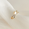 Criss Cross Brass Micro Pave Clear Cubic Zirconia with Plastic Imitation Pearl Cuff Rings FS-WG6C634-01-1-1