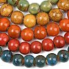 Handmade Fancy Antique Glazed Porcelain Ceramic Round Beads Strands PORC-L019-13mm-M-5