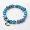 Natural Lava Rock Stretch Bracelets BJEW-K142-D01-1