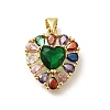 Rack Plating Brass with Cubic Zirconia Pendants KK-Z086-15G-06-1