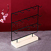 3-Tier 15-Hook Iron Jewelry Display Stands with Wooden Base LS-PAAG-PW0008-003B-1
