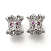 Brass Micro Pave Magenta Cubic Zirconia Beads KK-M318-24P-01-1