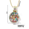 Brass Pave Colorful Cubic Zirconia Letter Pendant Box Chain Necklaces NU0575-7-1