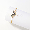Brass Cubic Zirconia Goddess Wing Link Slider Bracelets for Women FS4700-3