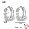 Anti-Tarnish Rhodium Plated 925 Sterling Silver Micro Pave Cubic Zirconia Hoop Earrings DV9304-3-1