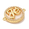 Rack Plating Brass Micro Pave Clear Cubic Zirconia Fe Connector Charms KK-L220-003G-02-2