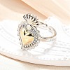 Gothic Style Brass Micro Pave Clear Cubic Zirconia Cuff Rings for Women RJEW-U051-02F-GP-2