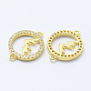 Brass Micro Pave Cubic Zirconia Links KK-P133-36G-NR-2