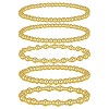 5Pcs Round Brass Beaded Stretch Bracelets for Women BJEW-SW00151-1