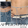 1Pc Iron Rhinestone Sparkling Flower Link Chains Belt with Alloy Cable Chains AJEW-FG0003-49-6
