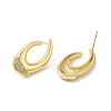 Rack Plating Brass Horn Stud Earrings with Cubic Zirconia EJEW-D061-48G-2