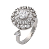 Sunflower Rotatable Open Cuff Rings for Women RJEW-C118-10P-4