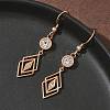 304 Stainless Steel Rhombus Dangle Earrings EJEW-Z129-12G-03-2