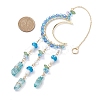 Glass Beads Wire Wrapped Brass Moon Pendant Decorations HJEW-TA00239-3