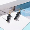 Natural Obsidian Chip Beaded Dangle Earrings EJEW-JE04788-08-2