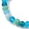 Glass Faceted Round Beaded Stretch Bracelets BJEW-JB10057-01-4