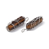 Natural & Synthetic Mixed Gemstone Copper Wire Wrapped Pointed Pendants G-F733-05-5