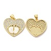 Rack Plating Brass Micro Pave Clear Cubic Zirconia Pendants KK-C025-03G-1