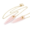 Natural Rose Quartz Bullet Shaped Perfume Bottle Pendant Necklaces G-B089-02G-02-1