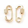 Brass Micro Pave Clear Cubic Zirconia Screw Carabiner Lock Charms X-ZIRC-L093-51G-2