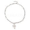 Flower Glass Seed Bead & Shell Pearl Pendant Necklaces NJEW-JN04740-4